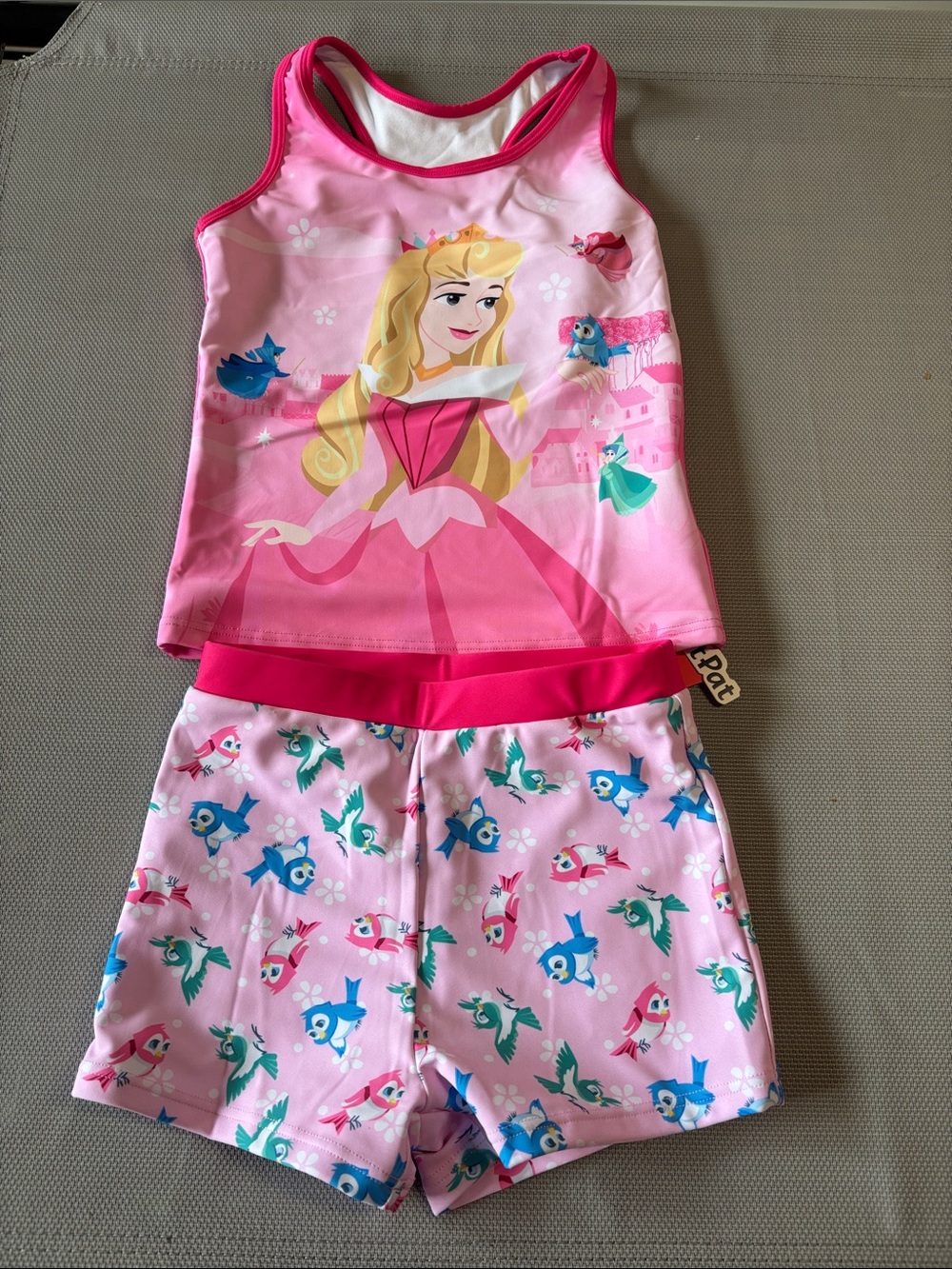 Disney Pink Princess Aurora sz 6-7 modest tankini NWT